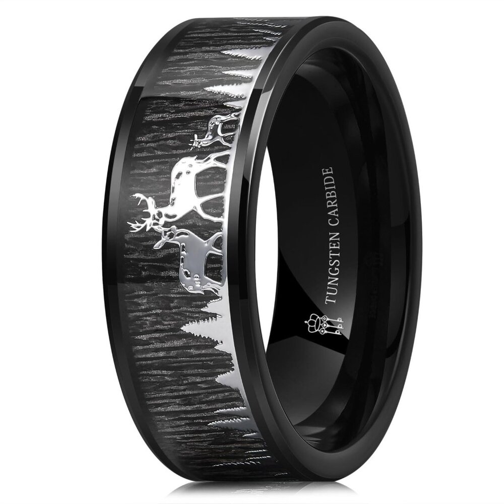 Tungsten Wedding Band Classic Elegant Men's Ring Comfort Fit Unique Design